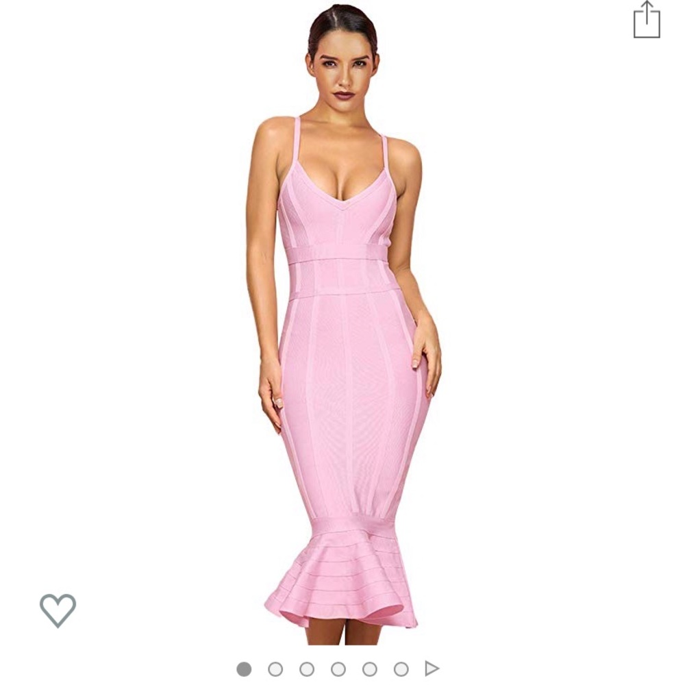 Pink Peplum hem Bandage Dress